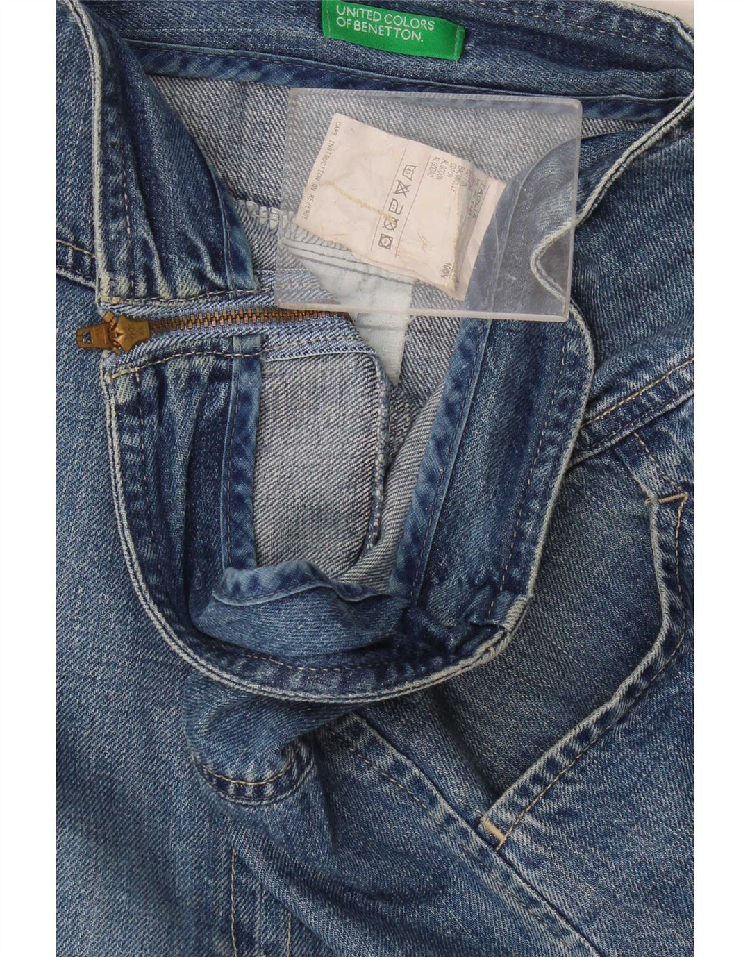 Benetton Dame Denim Nederdel IT 42 Medium W32 Blå Bomuld