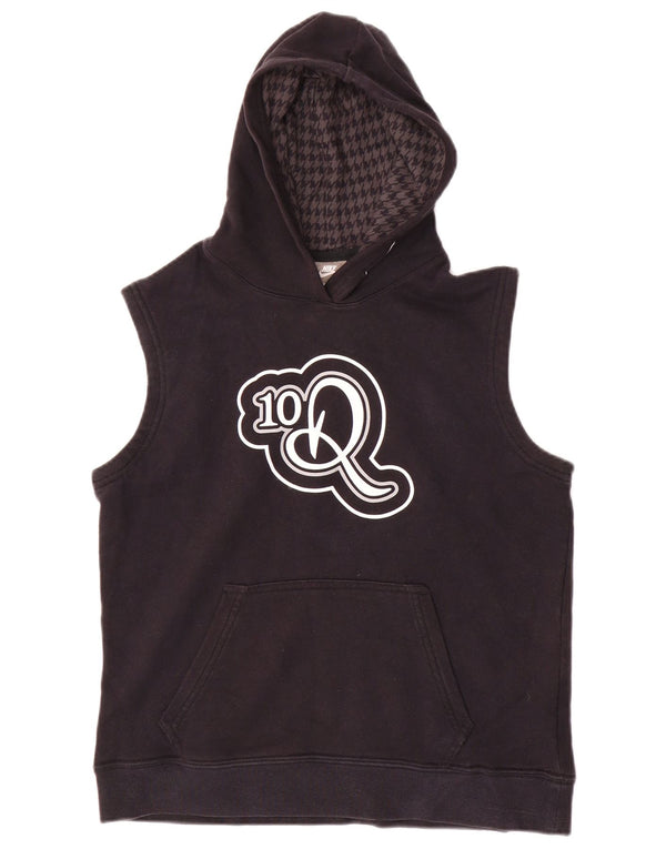 NIKE grafisk hættetrøje uden ærmer til drenge 10-11 år medium sort bomuld