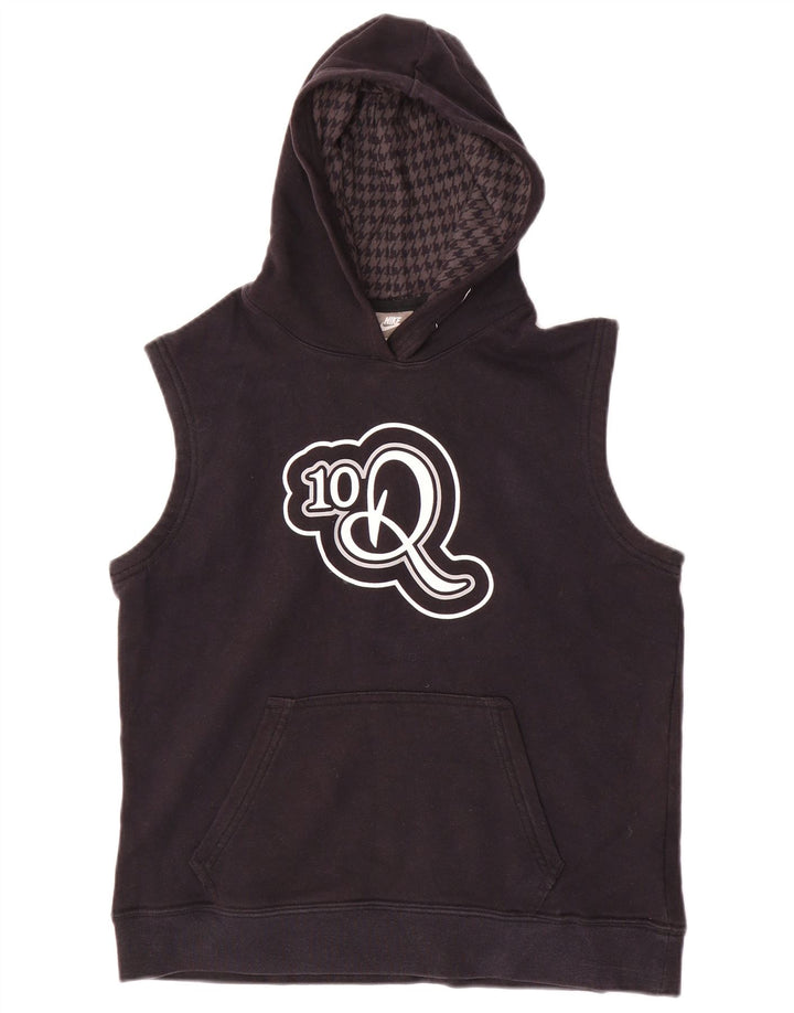 NIKE grafisk hættetrøje uden ærmer til drenge 10-11 år medium sort bomuld