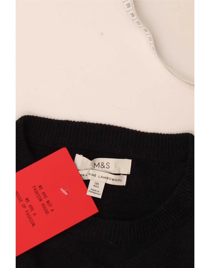 Marks & Spencer Herre sweater med rund hals 2XL marineblå lammeuld