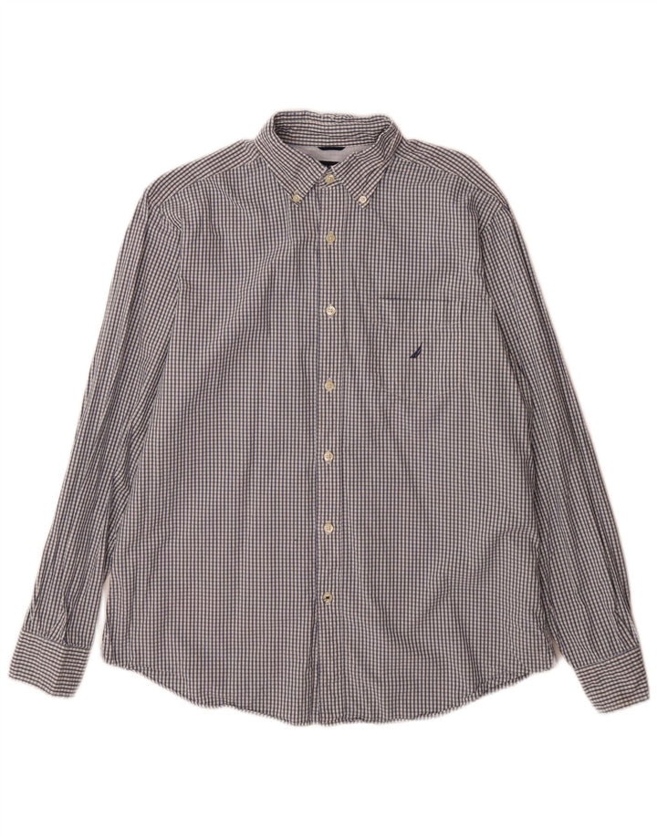 Nautica Herreskjorte Medium Blue Gingham Cotton