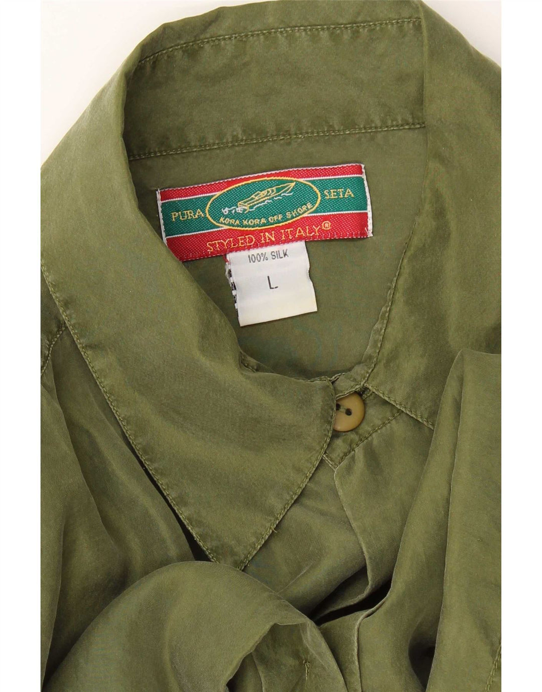 Vintage herreskjorte stor grøn silke
