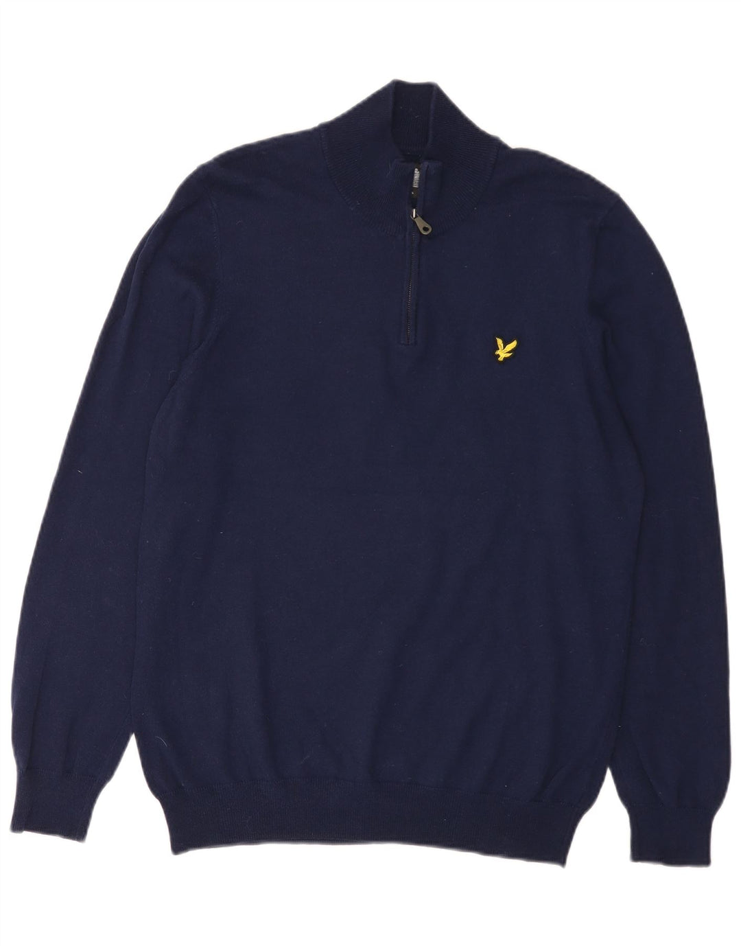 Lyle & Scott Herre sweater med lynlåshals mellem marineblå bomuld