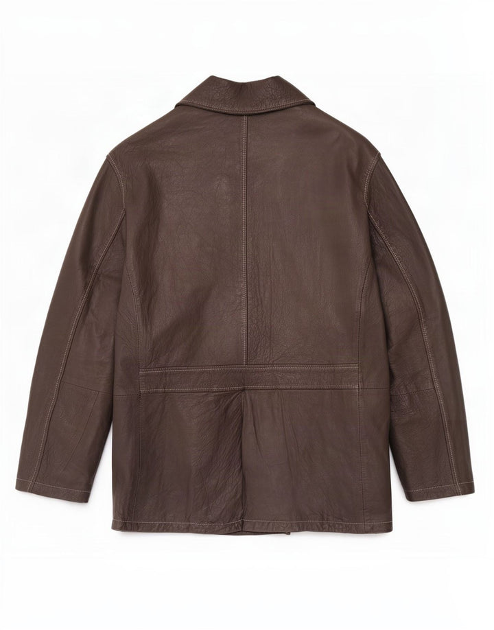 Vintage herre læderjakke IT 54 2XL Brun