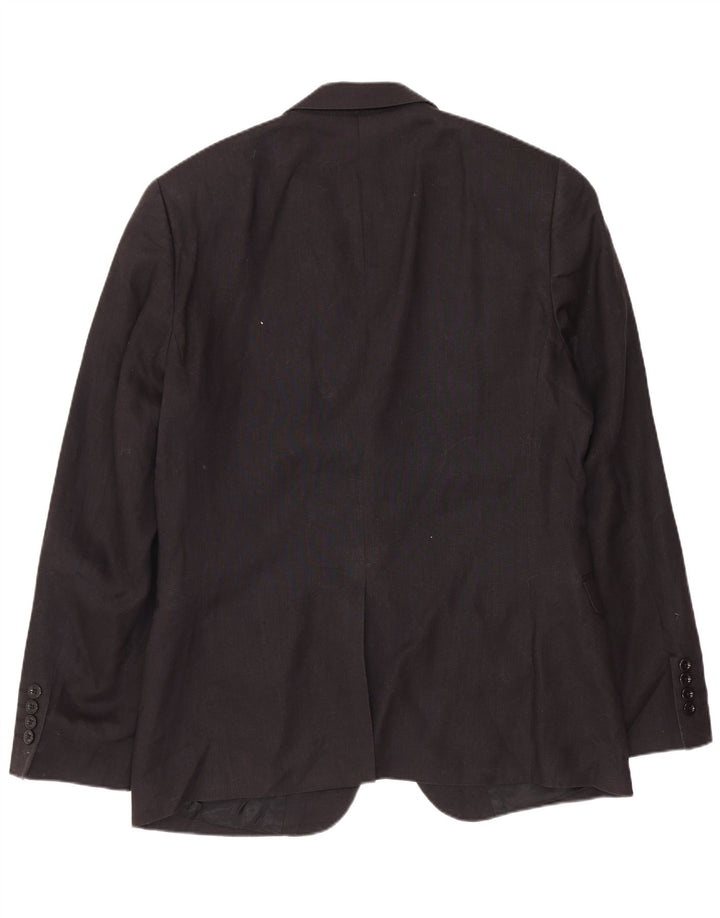 DKNY Herre Slim Fit 1-knaps blazerjakke UK 40 Stor sort uld