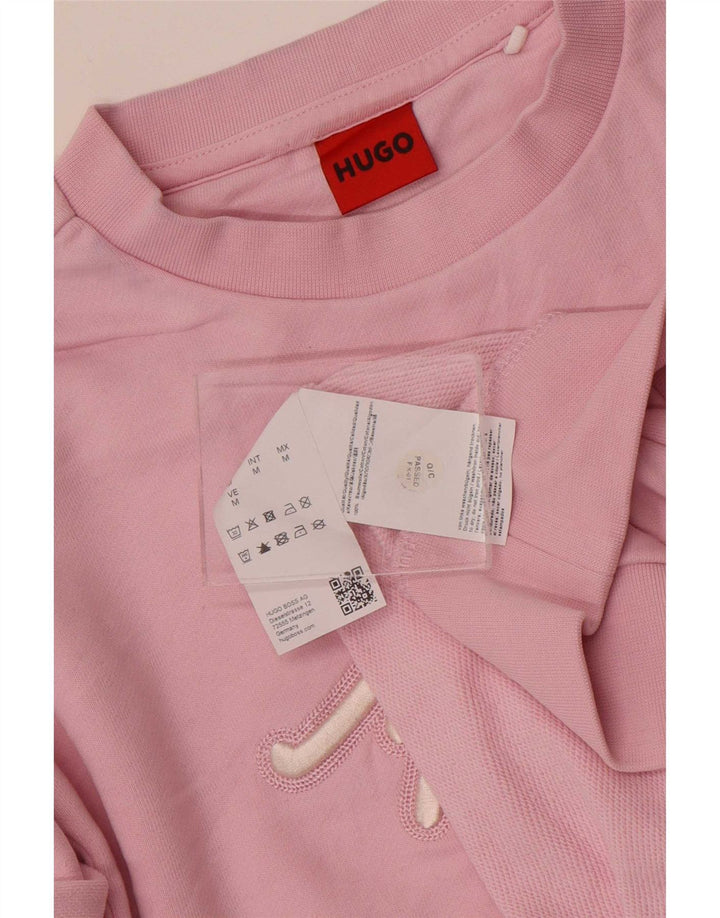 Hugo Boss Dame Grafisk Sweatshirt Jumper UK 14 Medium Pink Bomuld