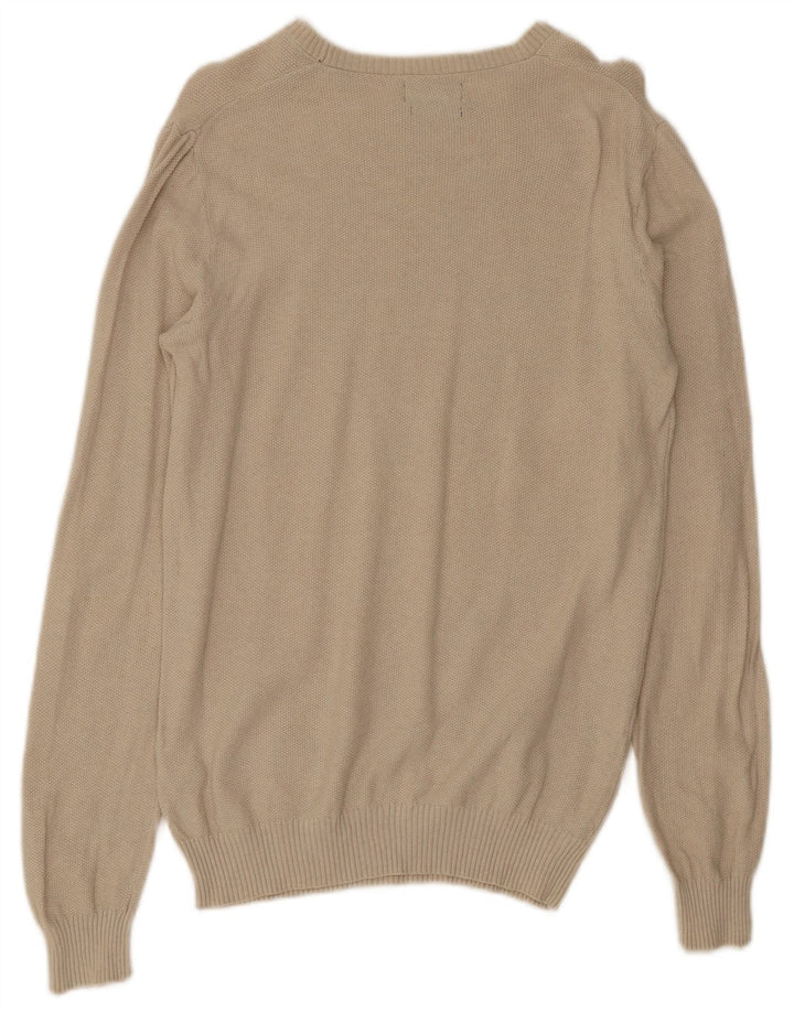 Zara Herre trøjetrøje med rund hals mellem beige bomuld