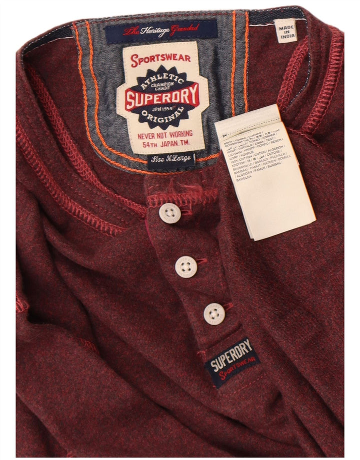 Superdry Herre Top Langærmet XL Maroon Bomuld