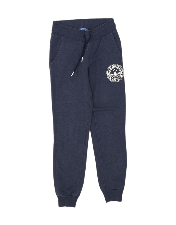 Adidas Graphic Tracksuit Bukser til kvinder Joggers UK 8 Small Navy Blue