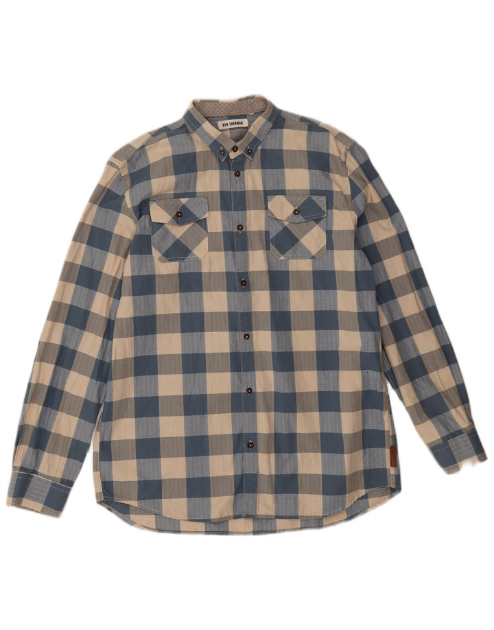 Ben Sherman drengeskjorte 14-15 år blå ternet bomuld