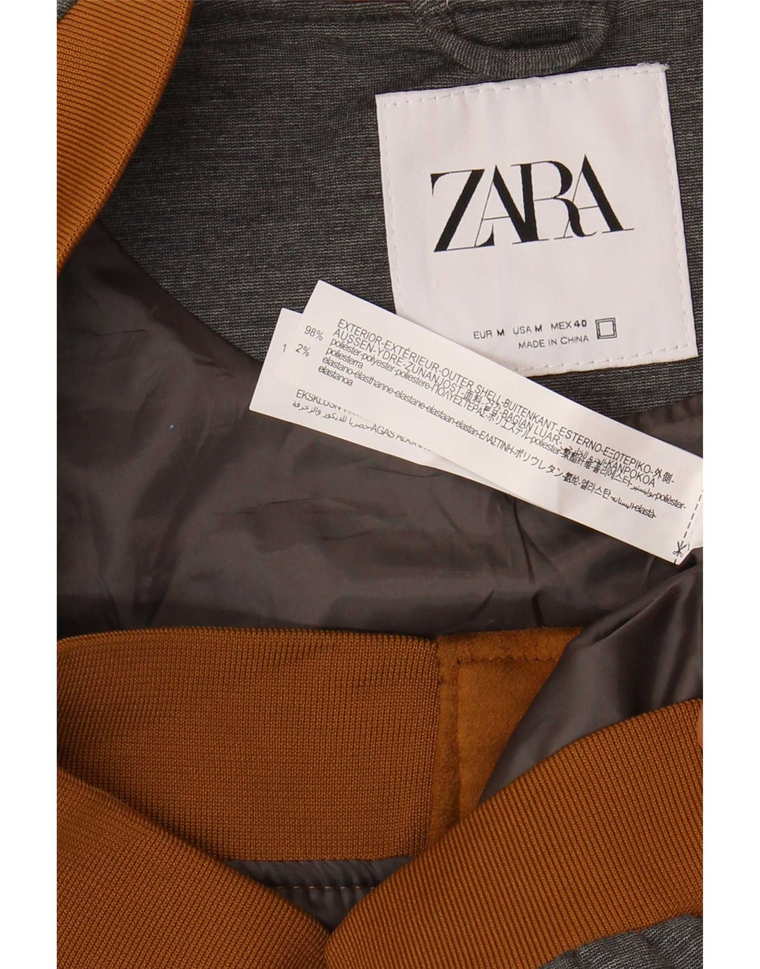 Zara Bomber Jacket UK 38 Medium Brown Colourblock Polyester