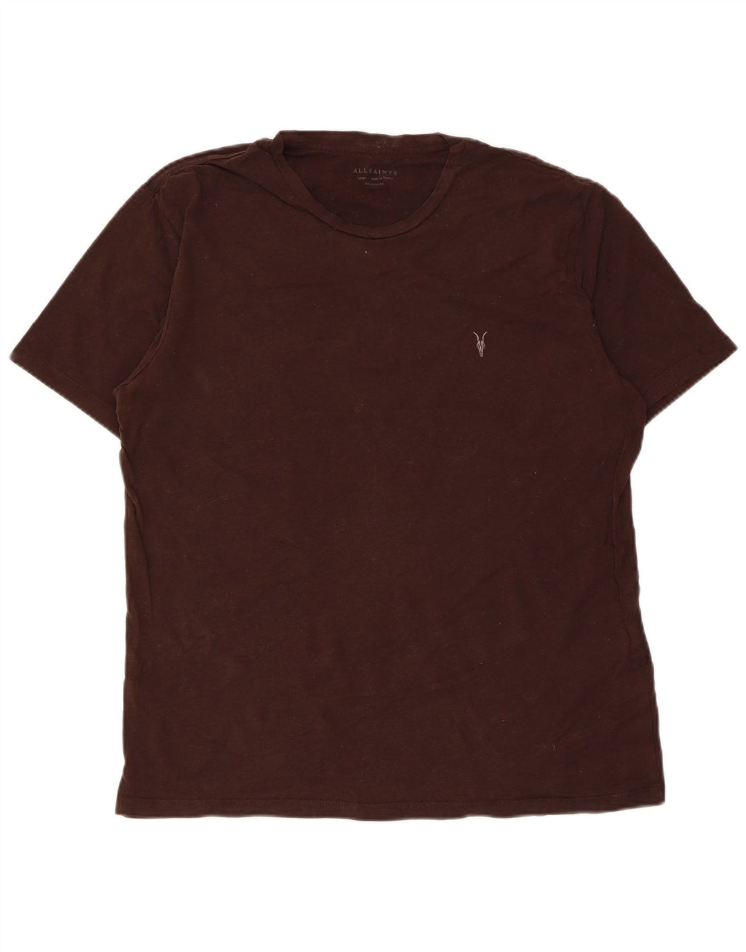 All Saints Herre Regular Fit T-Shirt Top Stor Brun Bomuld