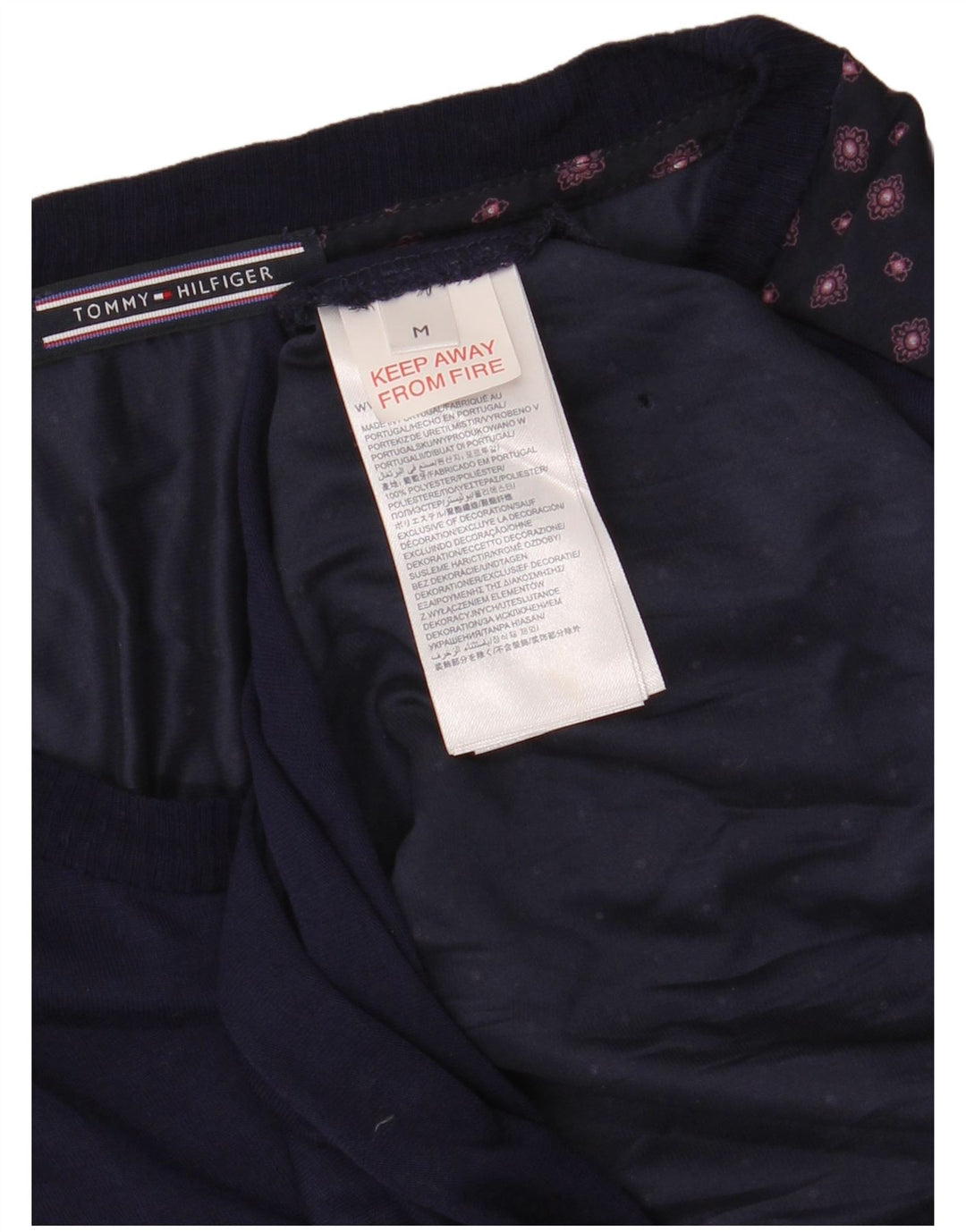 Tommy Hilfiger Dame Top Langærmet UK 12 Medium Navy Blue Geometric