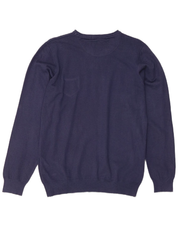 Liu Jo Mens Boat Neck Jumper Sweater Large Navy Blue Viscose