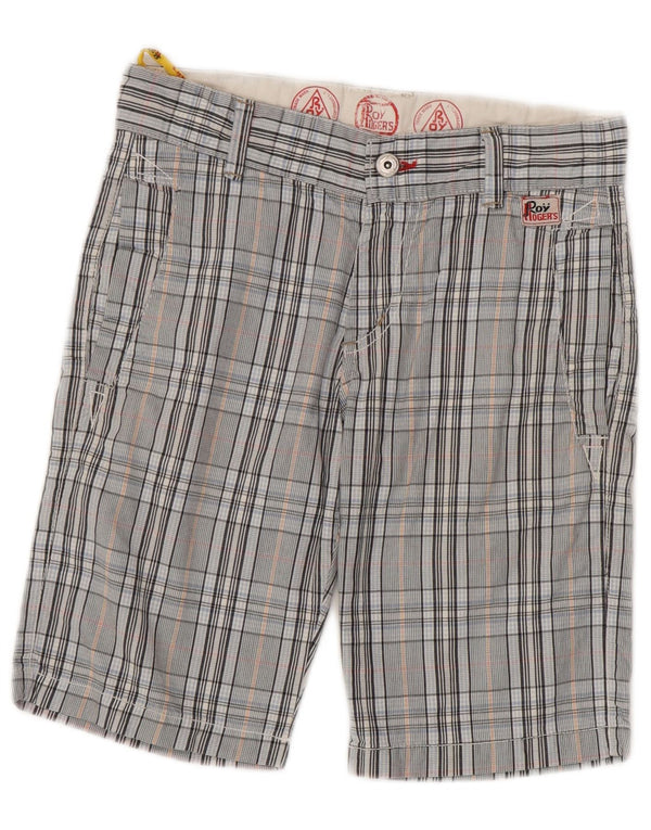 ROY ROGERS Boys Chino Shorts 11-12 Years W26  Blue Check Cotton