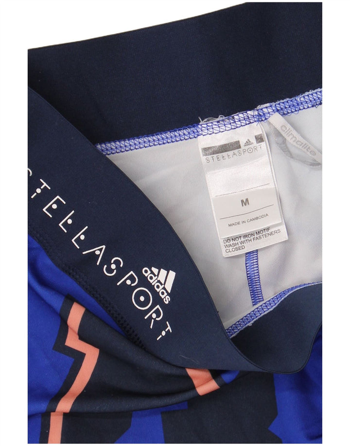 ADIDAS Dame Climalite Grafiske Leggings UK 14 Medium Blue Polyester