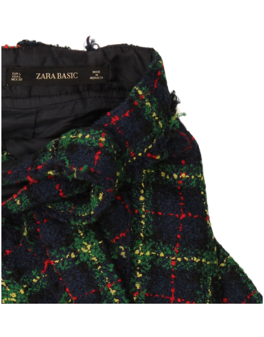 Zara Damebukser Nederdel Large W34 Navy Blue Check