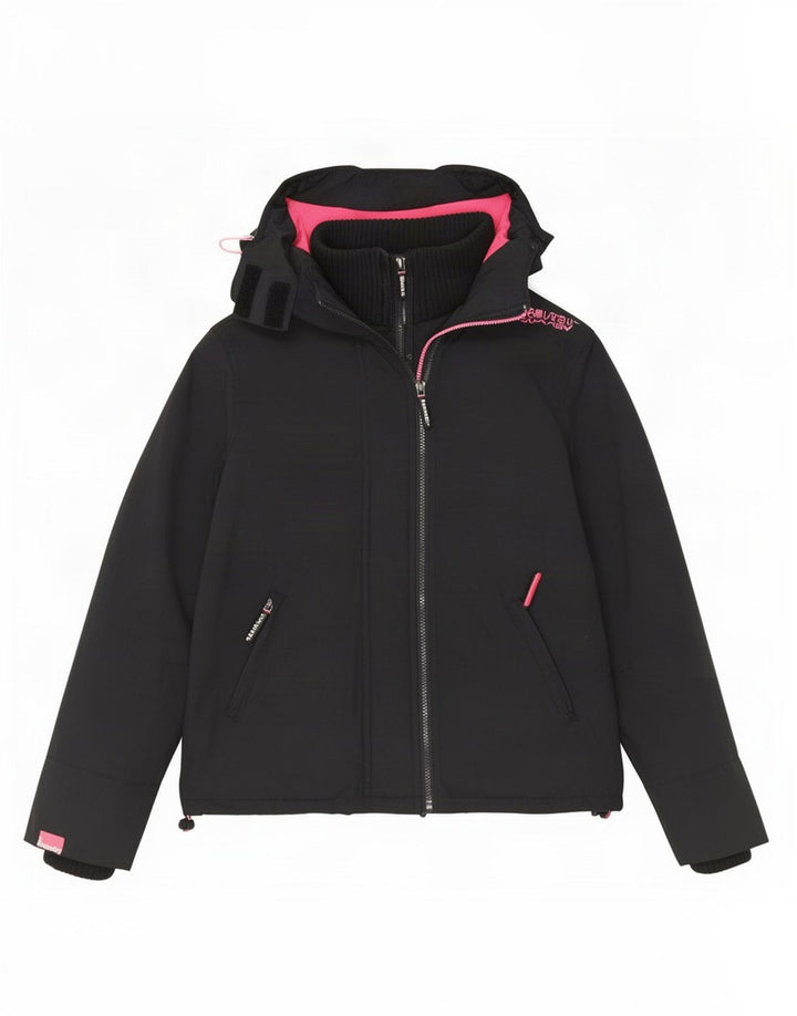 Superdry vindjakke til kvinder med hætte vindjakke UK 14 Medium Sort
