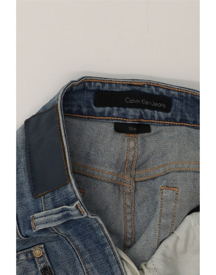 CALVIN KLEIN Distressed Slim Jeans til mænd W34 L30 Blå