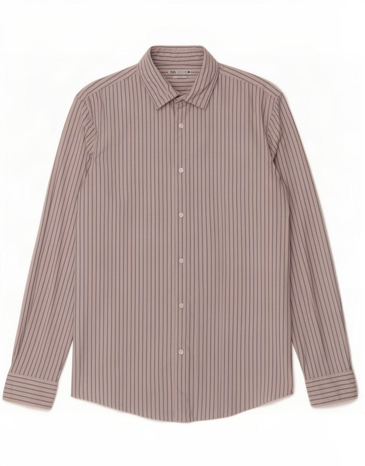 Zara Herre Slim Fit skjorte Stor hvid nålestribe