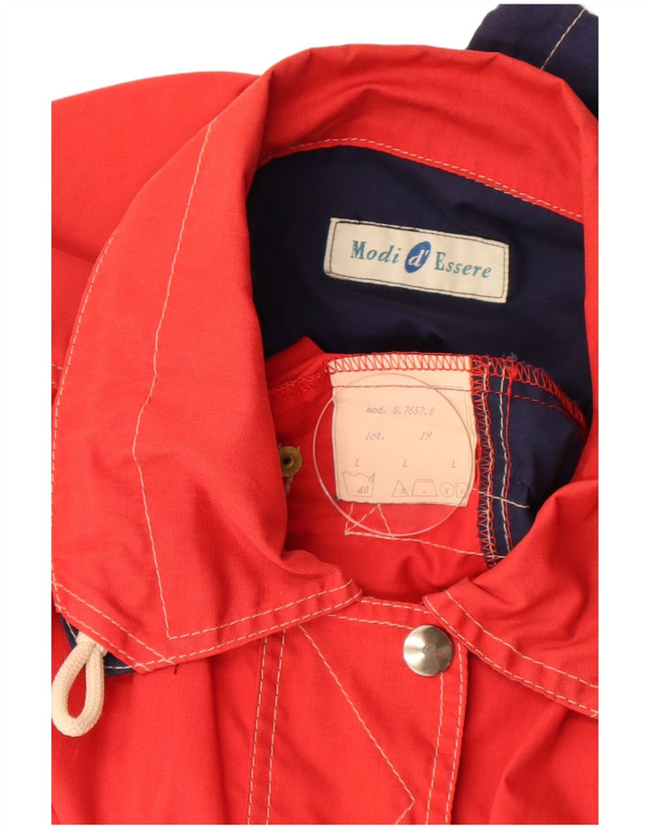 Vintage Kvinder Utility Jacket UK 16 Large Red Colourblock Polyester
