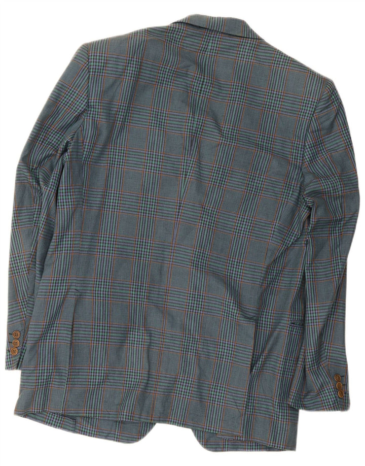 Vintage herre 2-knaps blazerjakke IT 52 Stor marineblå plaid bomuld