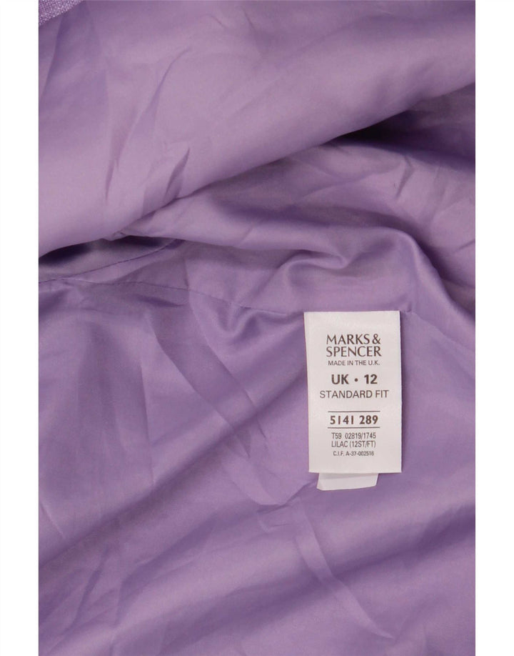 Marks & Spencer Dame Standard 1 Knap Blazer Jakke UK 12 Medium Lilla