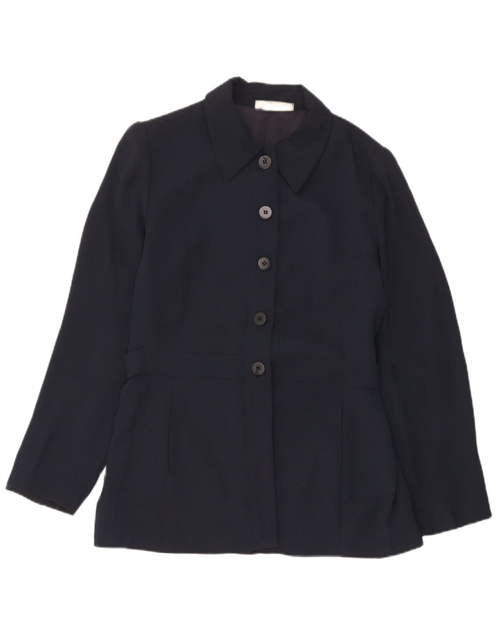 Zara Dame 5-knaps blazerjakke EU 42 Large Navy Blue Rayon