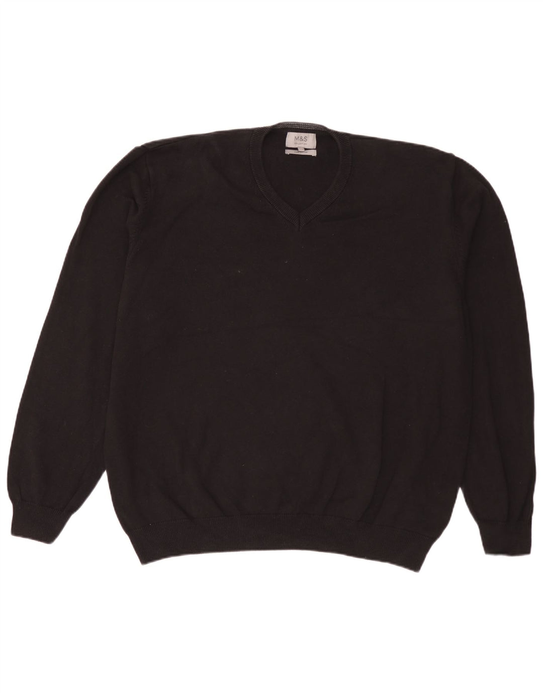 Marks & Spencer Herre V-hals sweater 3XL sort bomuld