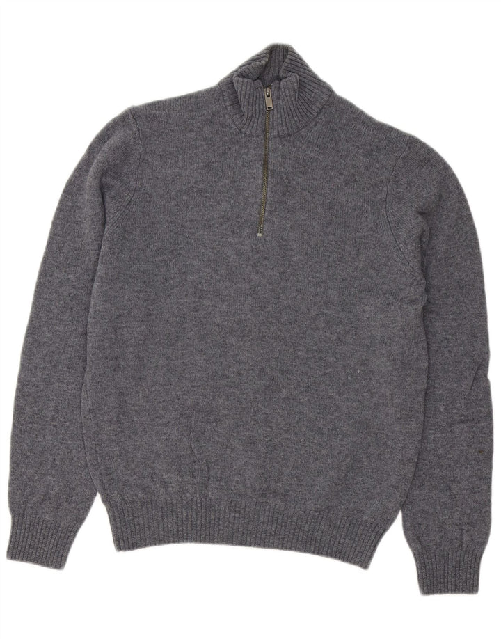Marks & Spencer Herre sweater med lynlåshals mellemgrå lammeuld
