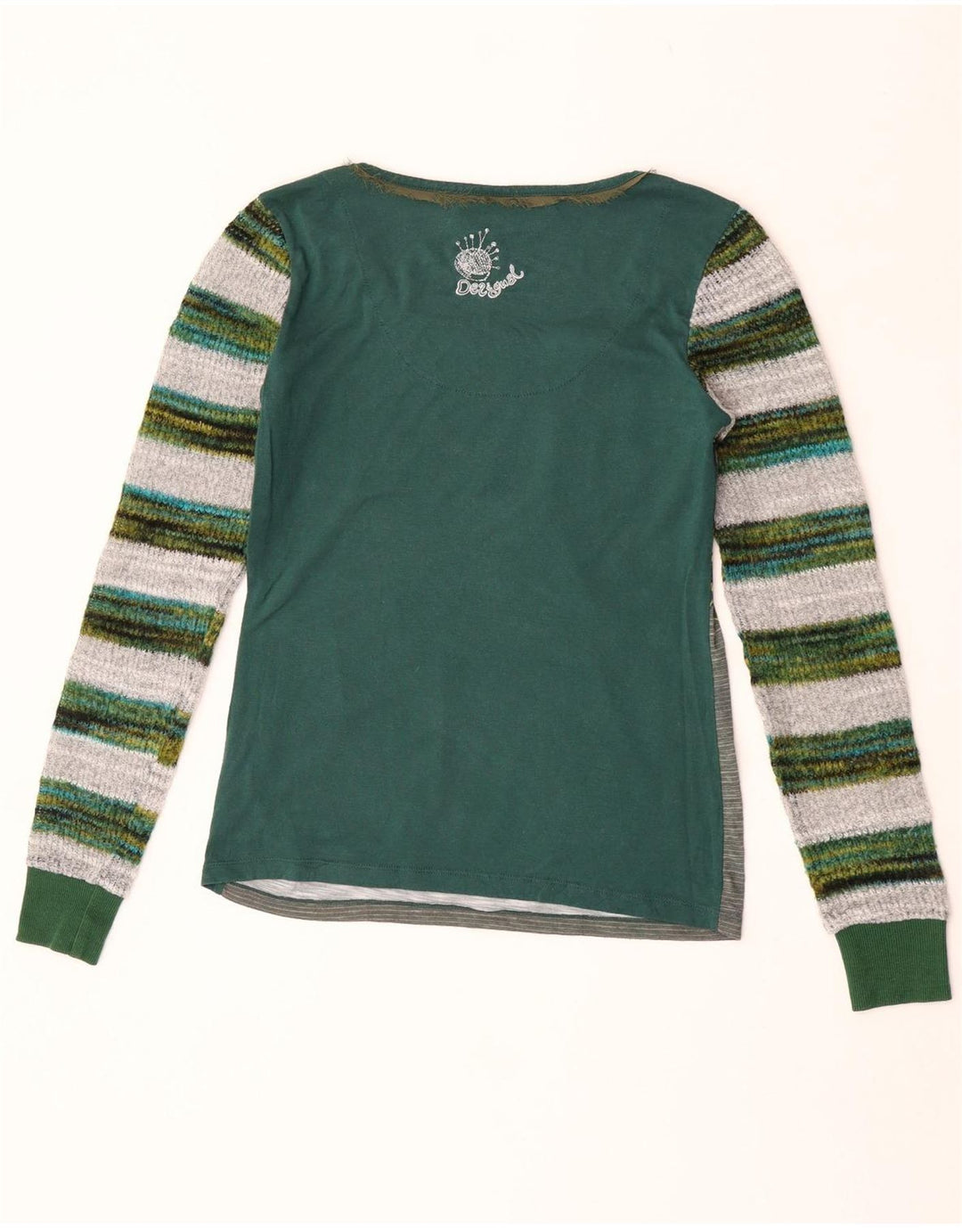 Desigual Dame Grafisk Top Langærmet UK 12 Medium Green Floral Polyester