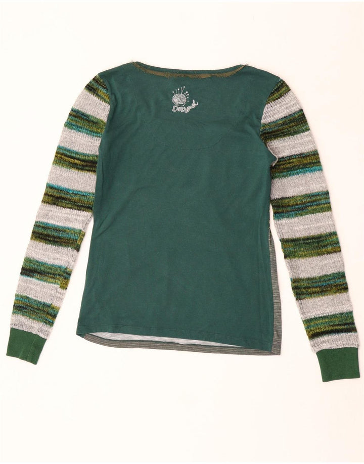 Desigual Dame Grafisk Top Langærmet UK 12 Medium Green Floral Polyester