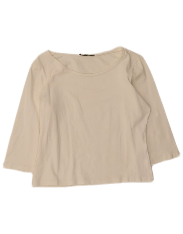 Max Mara Dame Weekend Crop Top 3/4 ærme UK 18 XL Hvid Bomuld