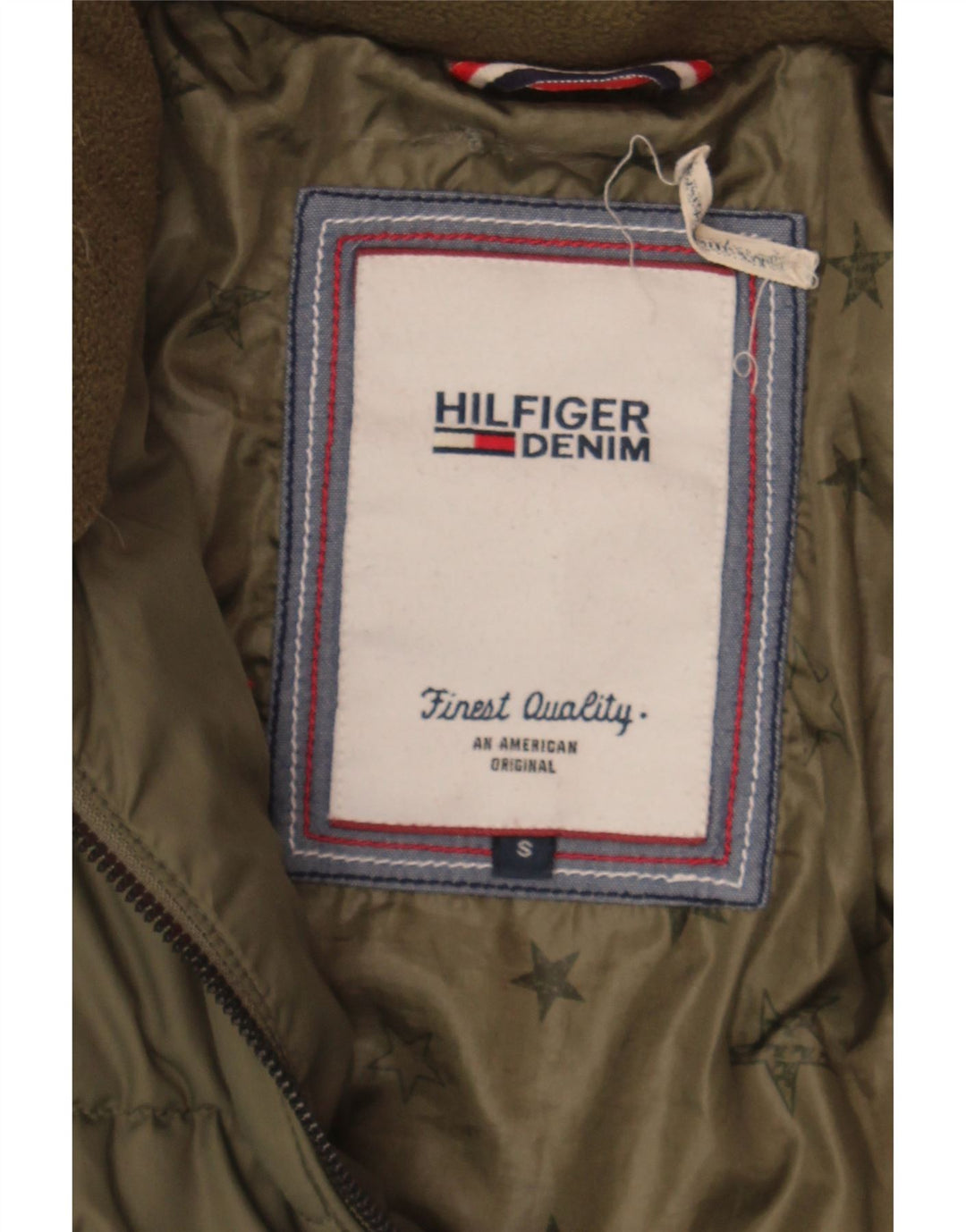 TOMMY HILFIGER Womens Padded Jacket UK 10 Small Khaki Polyester Vintage Tommy Hilfiger and Second-Hand Tommy Hilfiger from Messina Hembry 
