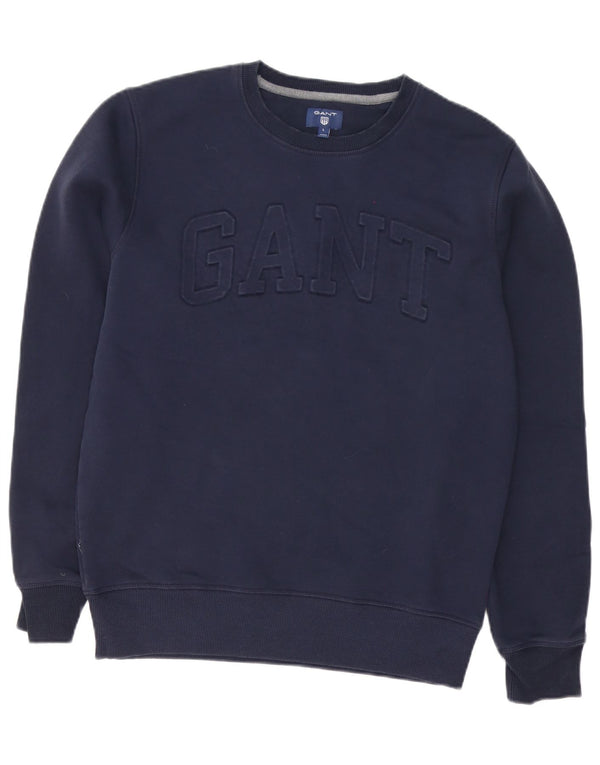 Gant grafisk sweatshirt til mænd, stor marineblå bomuld