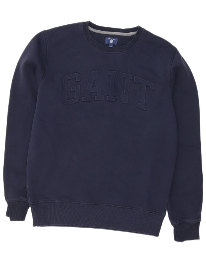Gant grafisk sweatshirt til mænd, stor marineblå bomuld
