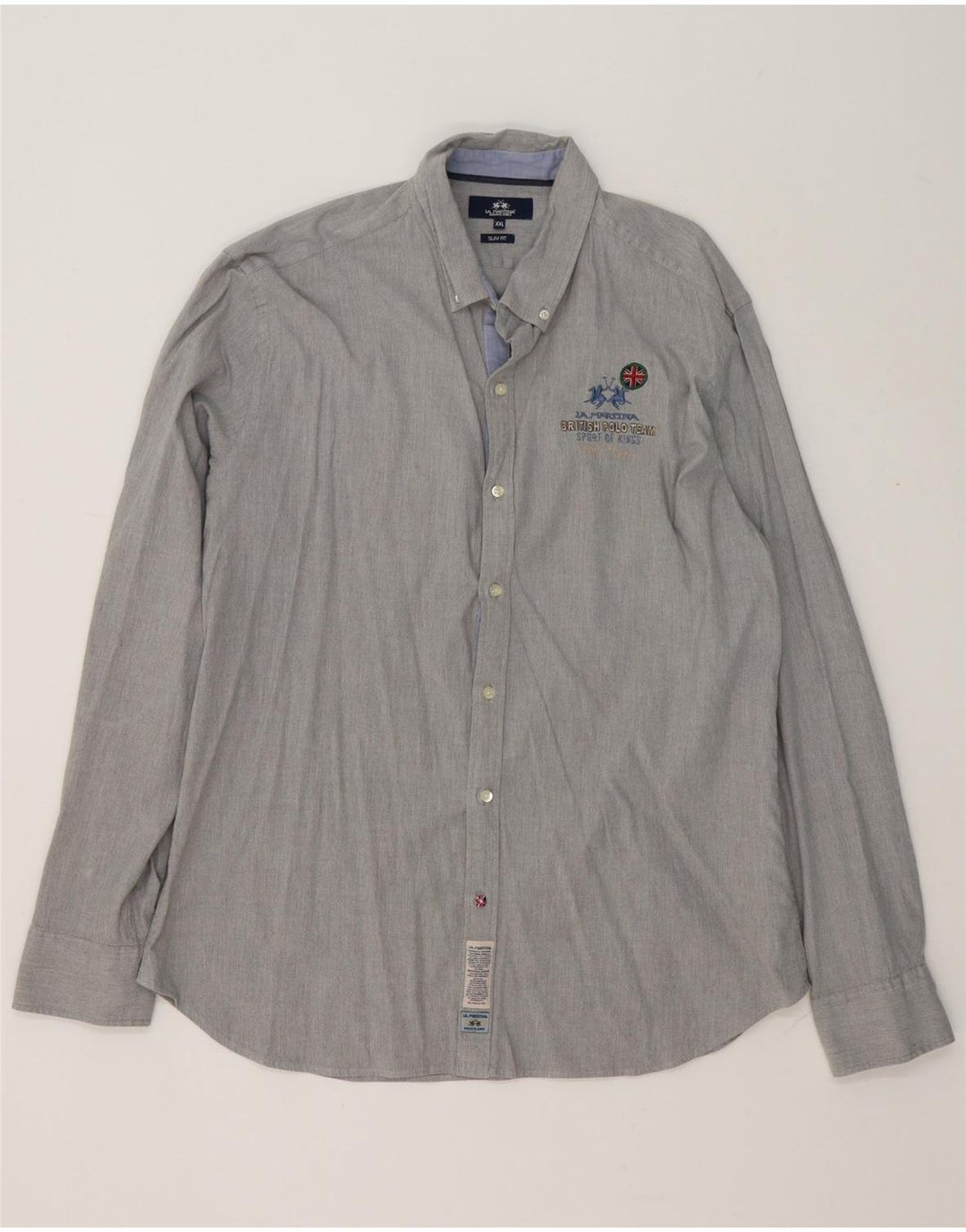 La Martina herre Slim Fit skjorte 2XL grå bomuld