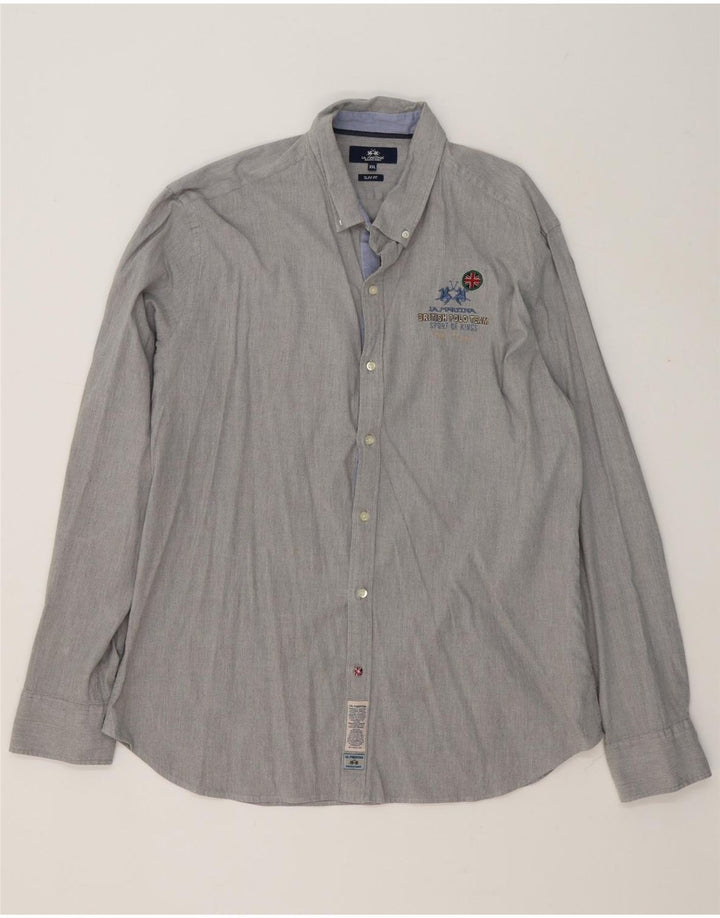La Martina herre Slim Fit skjorte 2XL grå bomuld