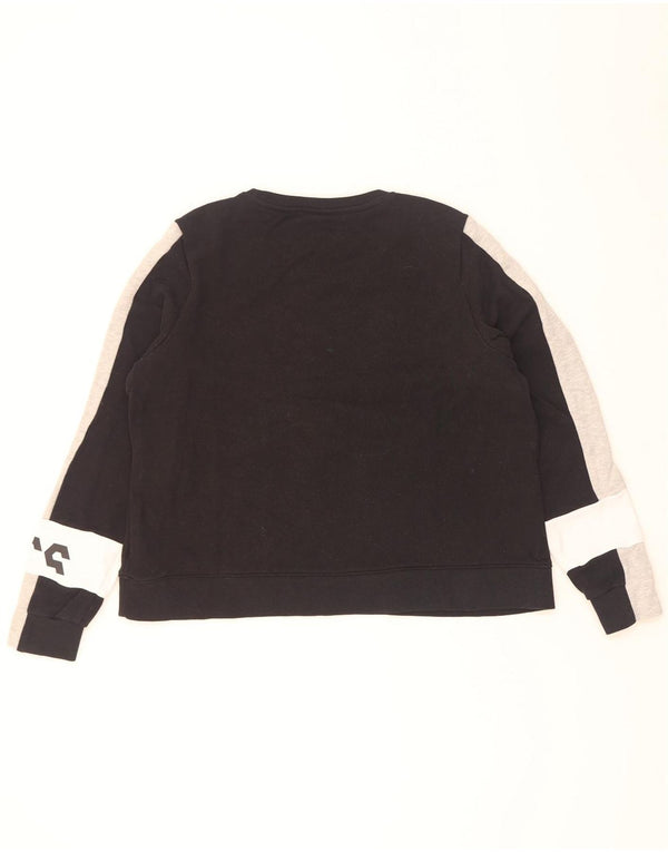 Oasis Dame Grafisk Sweatshirt Jumper UK 18 XL Sort Colourblock Bomuld