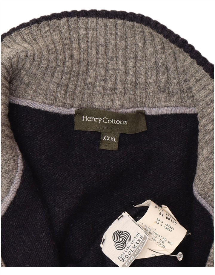 Henry Cottons Herre cardigan sweater 3XL marineblå uld