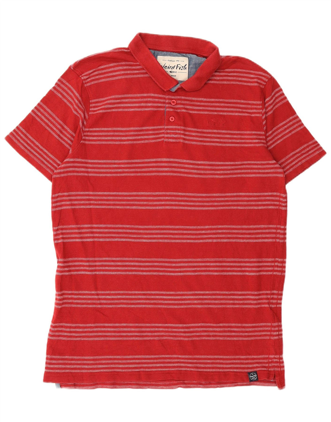 Weird Fish Herre poloshirt Stor rødstribet bomuld