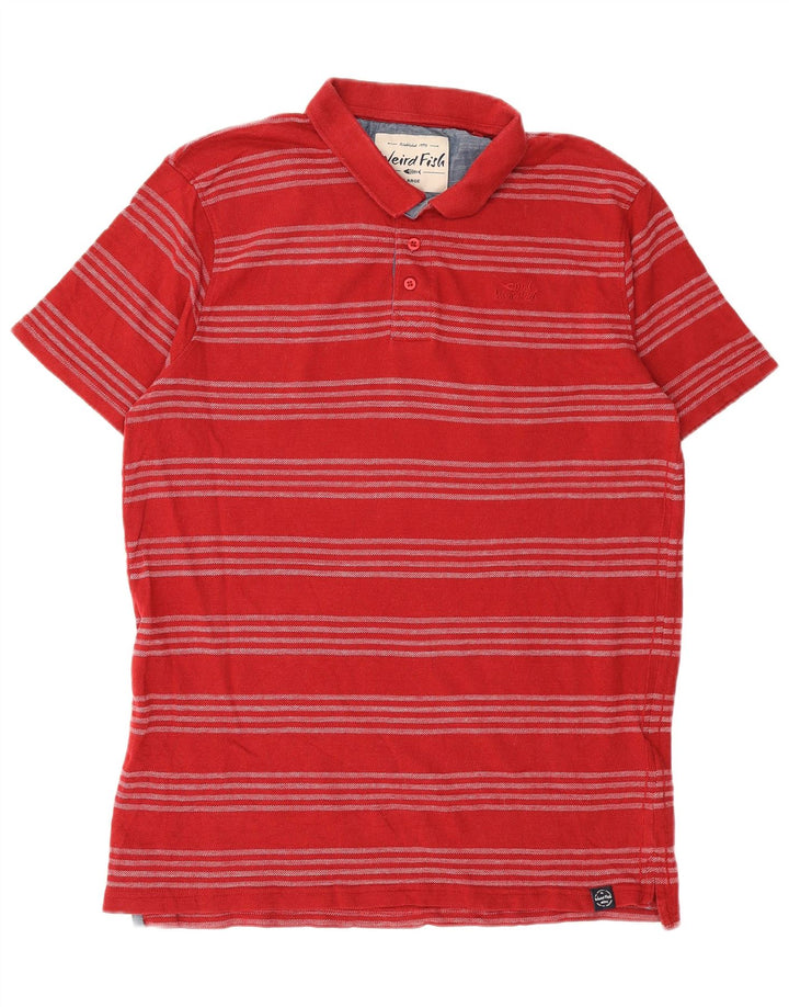 Weird Fish Herre poloshirt Stor rødstribet bomuld