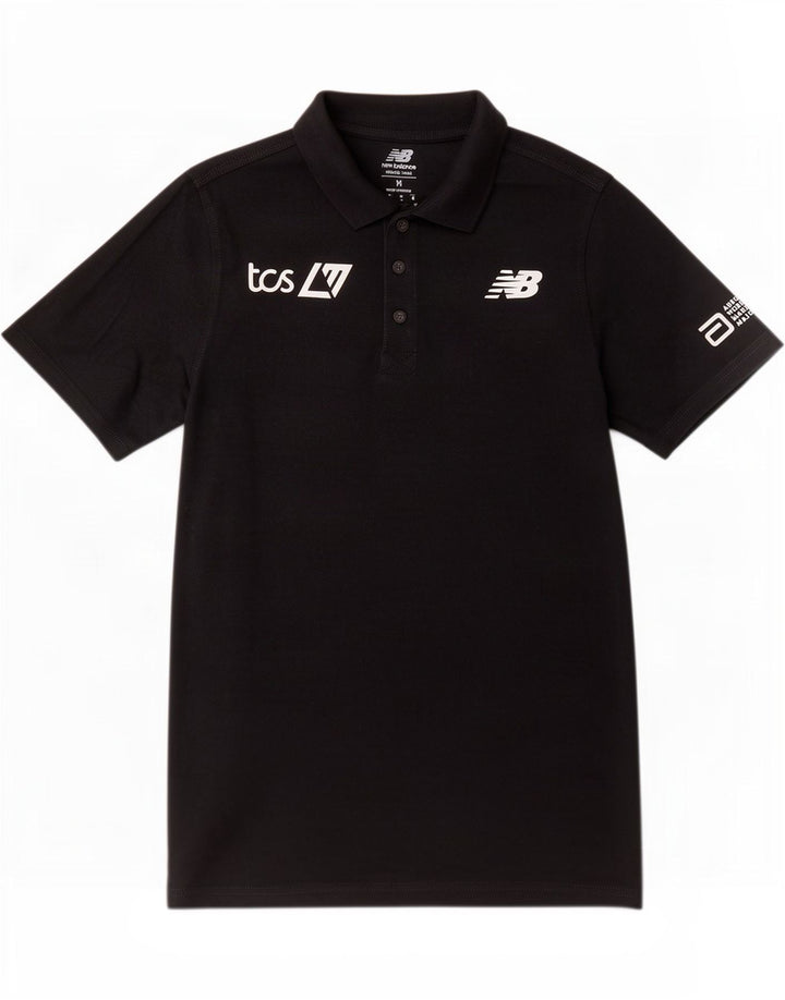 New Balance Herre grafisk poloshirt Medium Sort bomuld