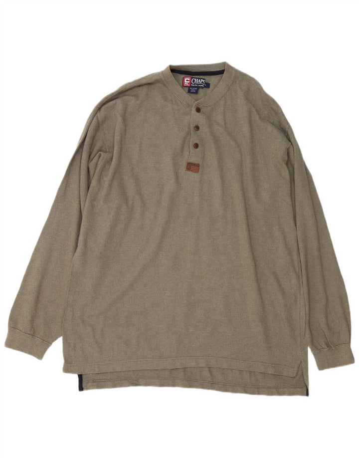 Chaps Ralph Lauren Herre Top Langærmet Stor Khaki Bomuld