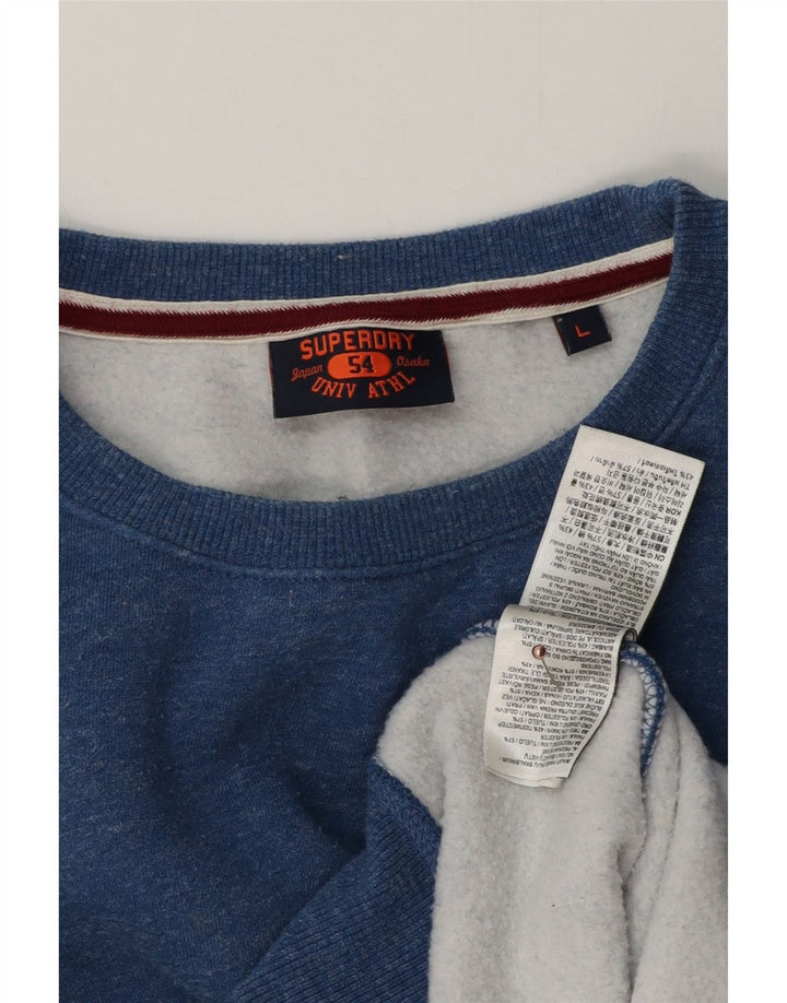 Superdry Sweatshirt-trøje til mænd, stor blåflettet bomuld