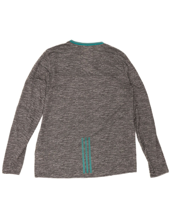 Adidas Herre Climalite Top Langærmet Stor Grå Flecked Polyester