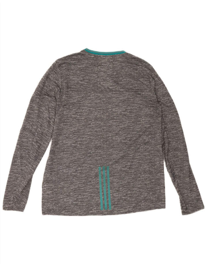 Adidas Herre Climalite Top Langærmet Stor Grå Flecked Polyester