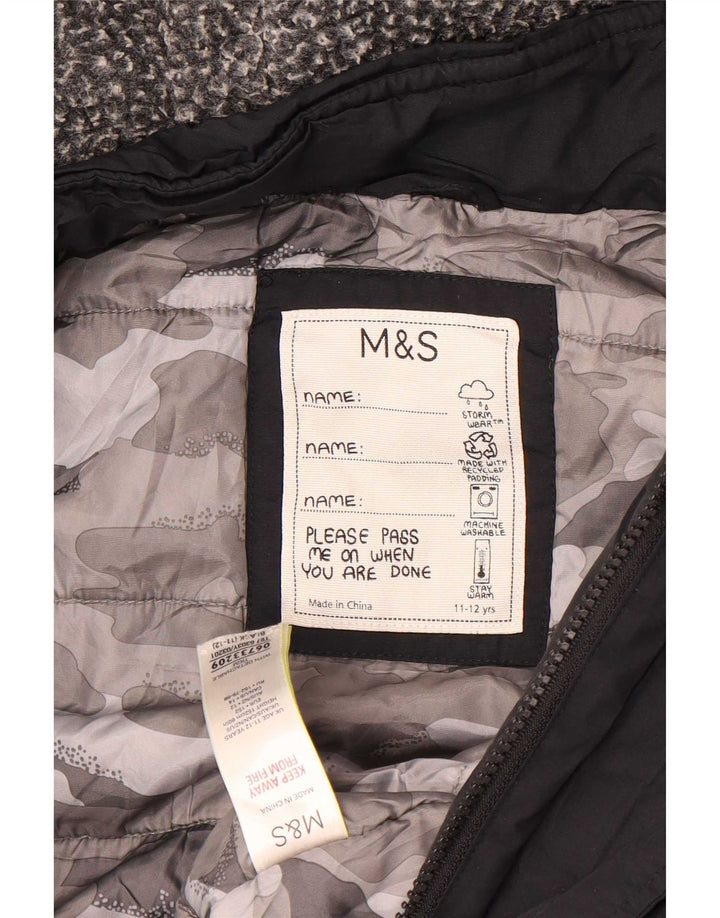 Marks & Spencer drenge hættejakke parka 11-12 år sort polyester
