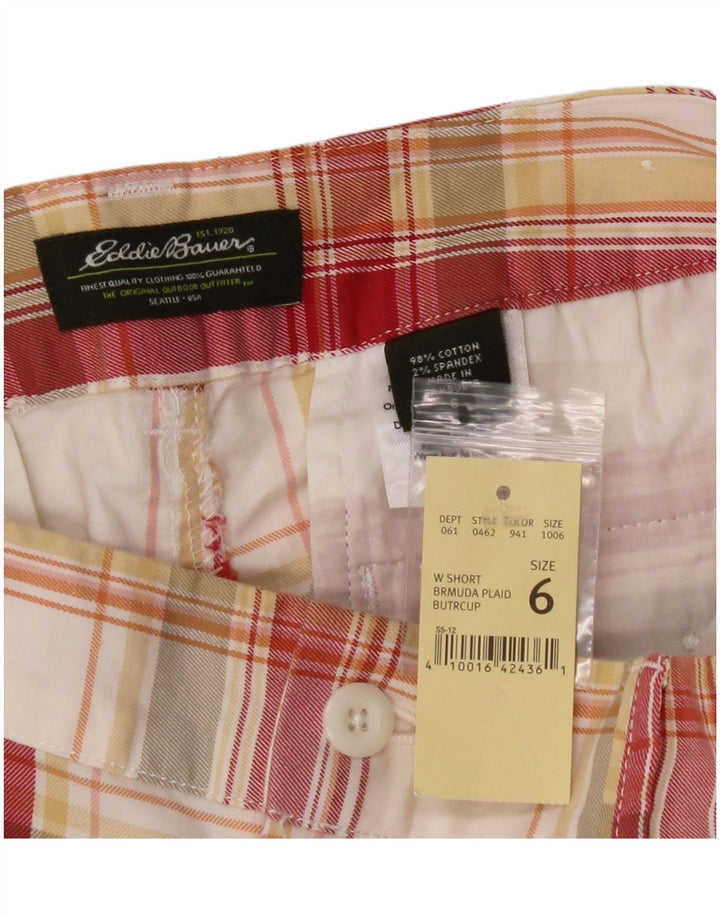 EDDIE BAUER Womens Chino Shorts US 6 Medium W30 Red Check Cotton