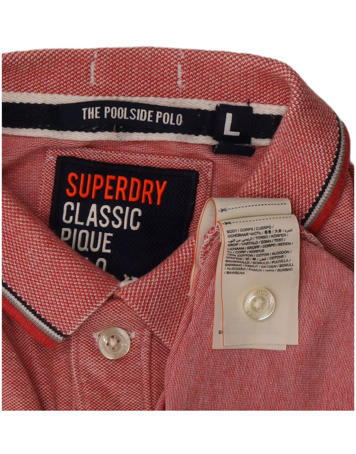 SUPERDRY Mens Classic Fit Polo Shirt Large Red Cotton